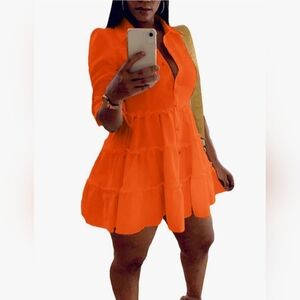 Orange Tiered Women's Dress